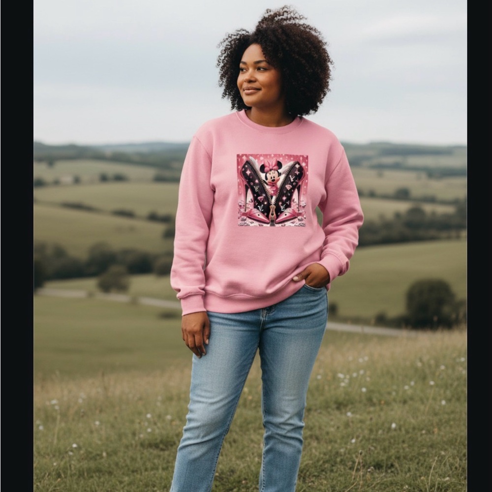Pink Graphic Crew Neck Sweater